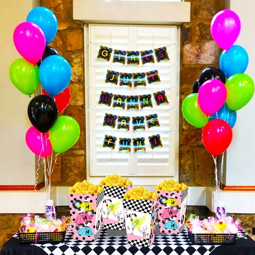 Vista 7 de JeVenis Cajas de palomitas de maíz para fiesta de calcetines de los años 50, decoraciones de fiesta temática de los años 50, decoraciones