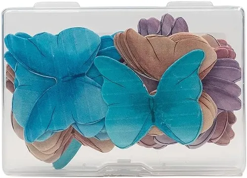 Vista 6 de Mariposas comestibles para decoración de pasteles, decoración comestible de arco iris para pasteles y cupcakes, mariposas de papel de oblea