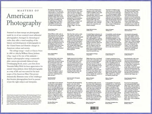 Vista 2 de Masters of American Photography - Hoja coleccionable de 20 sellos de 37 centavos Scott 3649