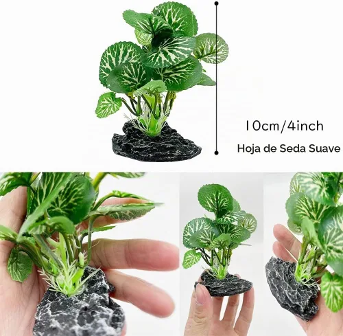 Vista 2 de Plantas de acuario Betta Fish Tank Decoraciones de 4 pulgadas/2 piezas Planta artificial de seda suave Goldfish Waterscape Fish Hides Snake