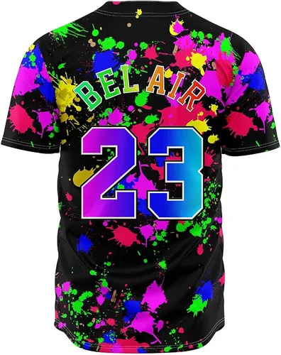 Vista 3 de Ouwonkin Bel Air 23 - Camisetas de béisbol de los años 90, ropa de hip hop para hombres y mujeres, camisa Belair de manga corta para fiesta temática