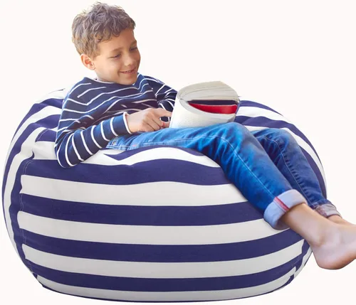 Vista 32 de Aubliss - Silla de almacenamiento para peluches en forma de puf (Estrella Aqua, Mediana (32"))