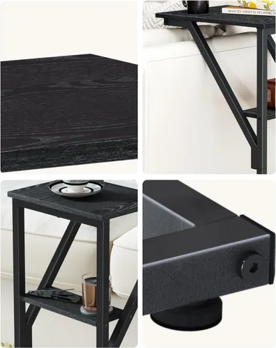 Vista 7 de Mesa auxiliar en forma de C, mesa auxiliar de sofá pequeño, mesa de bandeja de sofá para sala de estar, dormitorio, mesita de noche ET-D-BK1