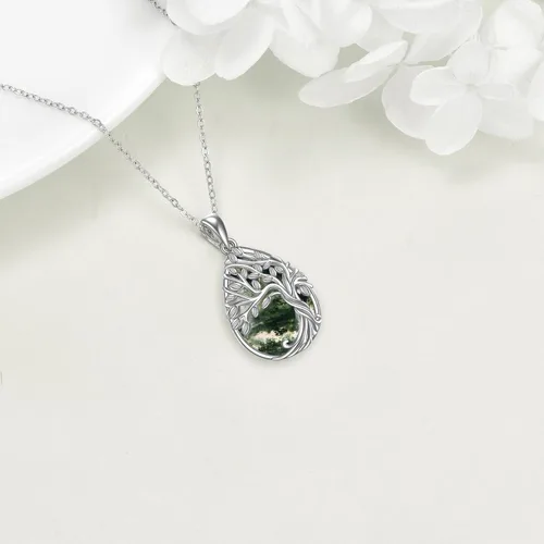 Vista 107 de ONEFINITY Collar de plata de ley 925 con diseño de árbol de la vida con colgante de nudo celta de concha de abulón para mujer