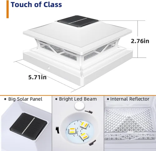Vista 3 de APONUO - Paquete de 4 luces solares para postes que cambian de color para Blanco
