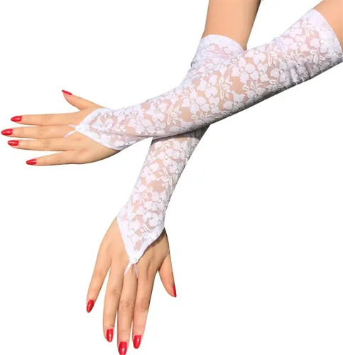 Vista 13 de Guantes de encaje de muchos estilos para mujeres o niñas Manga de brazo ahuecada años 80