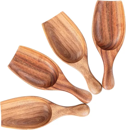 Vista 9 de Cuchara de café de madera, pala grande para café, 2 cucharas grandes de café molido, cucharas de sal de grano de madera, tarros de madera, cucharas
