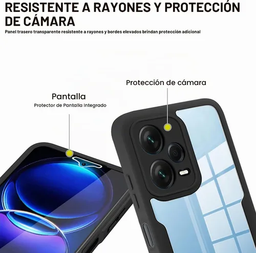 Vista 2 de CCSamll - Funda para Xiaomi Redmi Note 12 Pro 5G con protector de pantalla QC negro Clear Shockproof TPU Bumper,Full Body Protective Cover,Touch