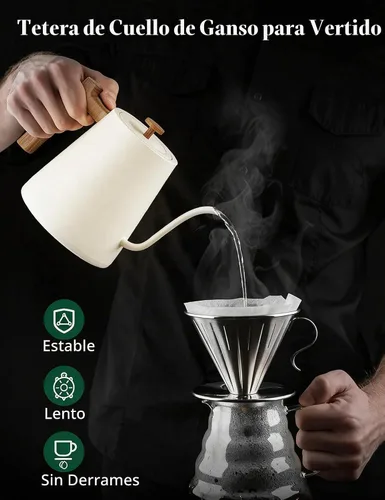 Vista 3 de KLEAH Hervidor eléctrico de cuello de cisne con control de temperatura – Hervidor de té y café de apagado automático de 0.8L, caldera de agua