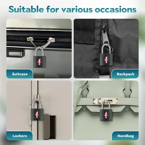 Vista 5 de Paquete de 4 cerraduras de equipaje cuadradas de neón aprobadas por la TSA con llave para maleta, mochila para portátil, accesorios de viaje 4