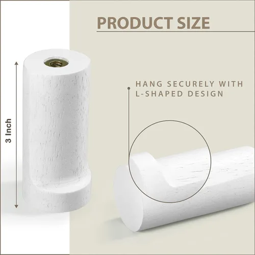 Vista 2 de FANATU Ganchos de Pared de Madera para Abrigatos Montados en la Pared (4 Paquetes) Ganchos para Sombreros, Percha Individual para Abrigos
