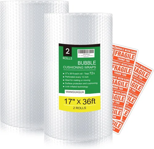 Vista 11 de 1 rollo de 30.5 cm x 10.97 m de envoltura de burbujas de nylon perforada para cajas de mudanza, suministros de acolchado para envío Wanguagua