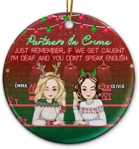 Vista 37 de Adorno personalizado con texto en inglés «Best Friend are Hard to Find Because The Very Best is Already Mine», adorno de Navidad personalizado 2023