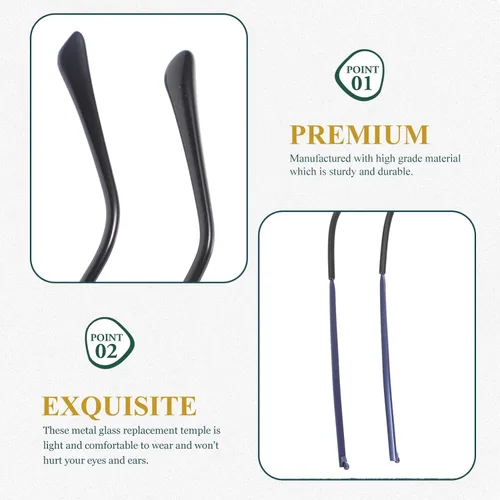 Vista 6 de 1 par de lentes de metal de repuesto para brazos, kit de reparación de lentes de sol ligero y cómodo para gafas, gafas de sol y gafas, fácil