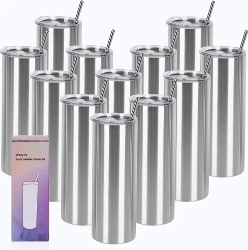 Vista 16 de Paquete de 4 vasos delgados de 20 onzas, juego de vasos delgados de acero inoxidable en caja de regalo individual, 20 onzas de capacidad, vaso