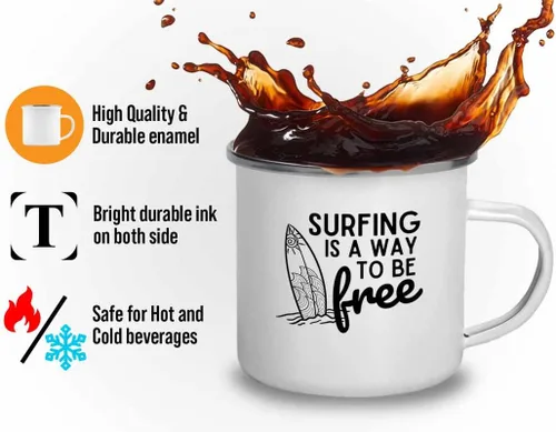 Vista 3 de Surfing Camper Taza 12oz – Surfing is free A – Surfing is free A – Surfing Enthusiast Gifts Water Sport Surfboard Athletics Hobby Beach Sea Windsurf