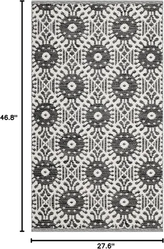 Vista 2 de Safavieh Colección Montauk - Alfombra decorativa de 2 pies 3 pulgadas x 3 pies 9 pulgadas, color negro y marfil, algodón hecho a mano, ideal