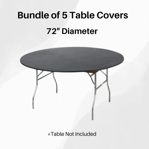 Vista 2 de Kwik-Covers Mantel redondo de plástico ajustable de 72 pulgadas, paquete de 5 (negro)