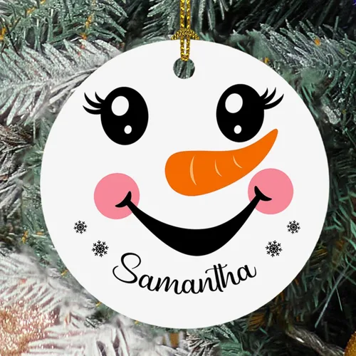 Vista 13 de Adorno de cristal de Navidad personalizado con nombre, muñeco de nieve personalizado para árbol de Navidad 2025, nuevo adorno de Navidad para bebé