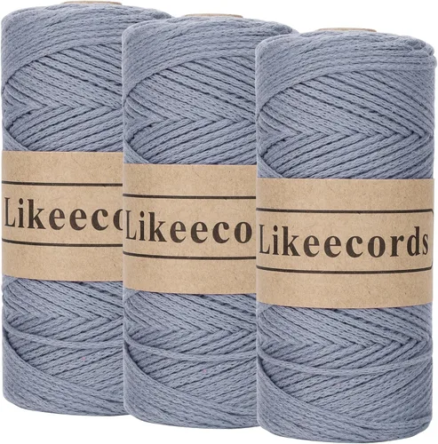 Vista 21 de Likeecords 100% Hilo de Ganchillo de Algodón Cordón de Bolsa de 2mm 170m Cordón de Macramé de 2mm Hilo de Crochet Cuerda de Macramé Regalo para Verde