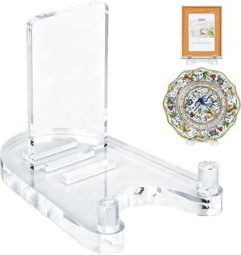 Vista 10 de Caballete de Exhibición Acrílico, Soporte de Bandeja para Exhibición, Soporte de Exhibición Transparente Ajustable para Bandeja de 4" a 8", Libro