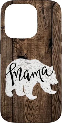 Vista 17 de Woodgrain Rustic Farmhouse Shiplap Brown Wooden Mama Bear Case for iPhone 17