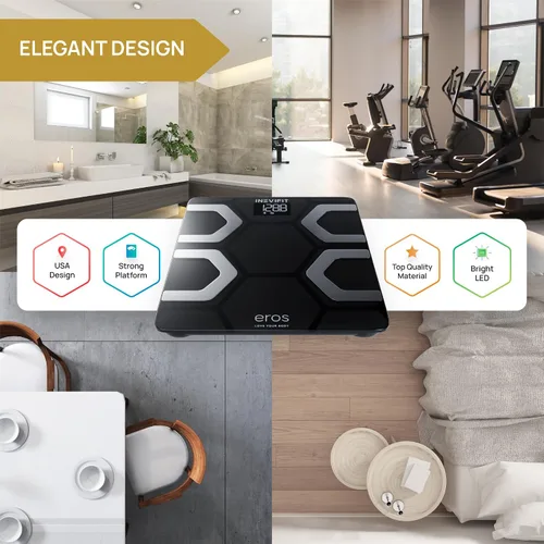 Vista 6 de INEVIFIT EROS Báscula de grasa corporal Bluetooth inteligente BMI altamente preciso analizador digital de composición corporal para baño