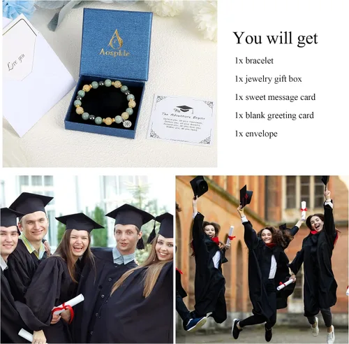 Vista 4 de Graduation Gifts for Her Him 2023, College Graduation Gifts High School Graduation Gifts for Women Men, Stretch Beads Compass Bracelet Jewelry with