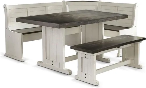 Vista 8 de Sunny Designs Juego de rincón de desayuno de madera maciza (gris alpino)
