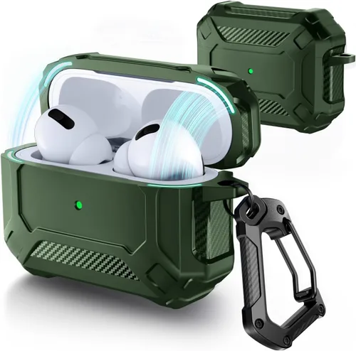 Vista 18 de Lerobo - Funda para AirPod Pro 2ª/1ª con bloqueo seguro compatible con Magsafe B-Negro