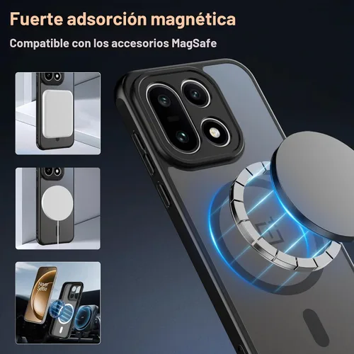 Vista 3 de Funda magnética para OnePlus 15 con 2 protectores de pantalla de vidrio templado, [compatible con MagSafe] a prueba de golpes, delgada funda