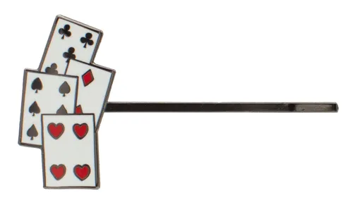 Vista 2 de The Unemployed Philosophers Guild Alicia en el País de las Maravillas - Juego de 3 pines: juego de cartas, sombrero de sombrerero loco, reloj