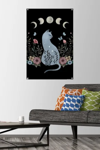 Vista 2 de Trends International Dibujo episódico - Póster de pared de gato en la colina, 22.37 x 34.00 pulgadas, paquete de póster premium y alfiler