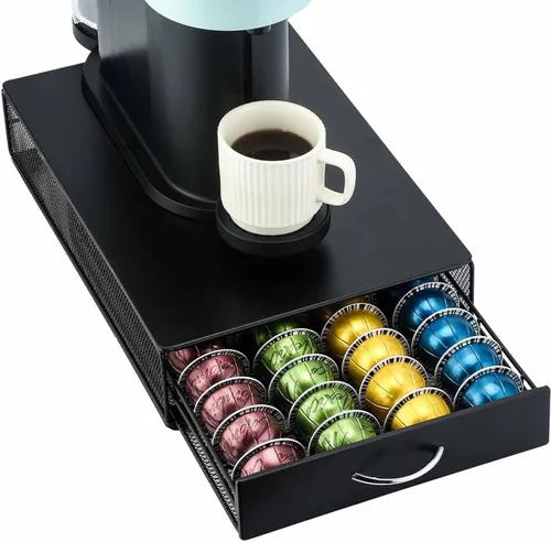 Vista 8 de Soporte para cápsulas de café con capacidad para Nespresso Vertuoline, Casual, Negro Visualized Capsules Quantity Fits Under Coffee Machine,Save