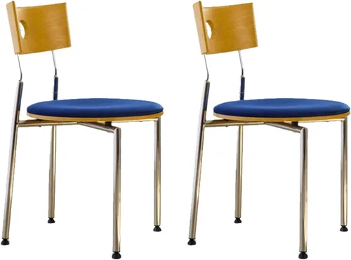Vista 16 de Stackable Dining Chairs Set, Kitchen Chair with Curved Backrest, Upholstered Living Room Chair, Occasional Seat Dining Room Chairs with Metal