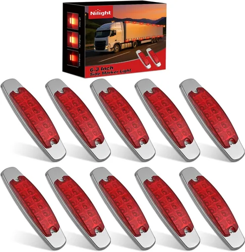 Vista 16 de Nilight 3 Inch Amber Oval LED Marker Lights 10PCS Clear Lens Side Clearance Lights 12V DC IP67 Waterproof Chrome Housing for Semi Truck Trailer RV