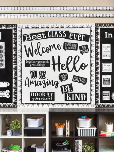 Vista 3 de Teacher Created Resources Puntos pintados blancos sobre borde laminado recto negro (TCR8911)