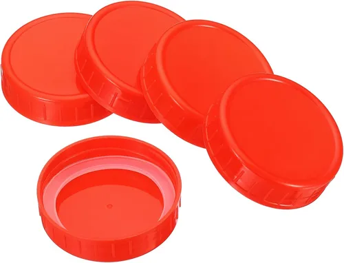 Vista 8 de PATIKIL Tapas de plástico de boca regular para tarros de 2.77 pulgadas, 1 juego/6 tapas para tarros de conservas con anillo de sellado de silicona