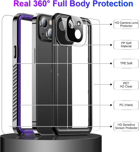Vista 201 de Temdan - Funda impermeable diseñada para iPhone 12, protector de pantalla y cámara integrado IP68 bajo el agua, cuerpo completo, a prueba de caídas