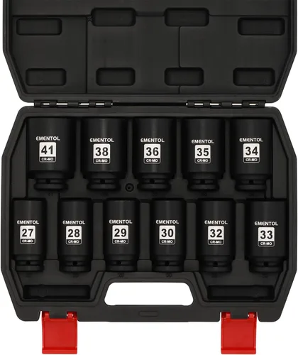 Vista 7 de EMENTOL 8PCS Juego de llaves de impacto para tuerca de eje de husillo de 1/2 pulgada, CR-MO, 6 puntos, SAE, juego de llaves de impacto profundo