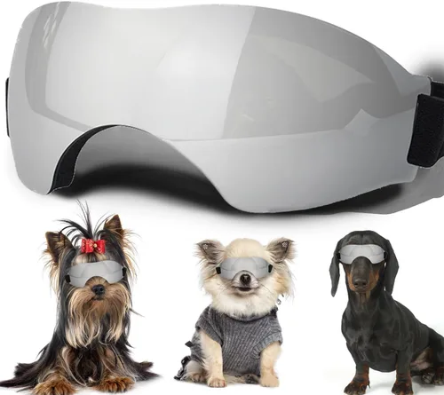 Vista 16 de Gafas de sol para perros pequeños, gafas para perros con correa ajustable, protección UV, adecuadas para perros pequeños Estilo liso-Multicolor