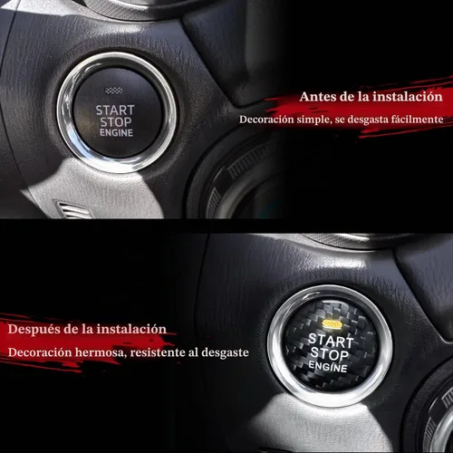 Vista 2 de Tapa de botón de arranque de fibra de carbono real, compatible con Mazda 3 6 CX-5 CX-9 MX-5 Miata, accesorios de decoración para botón de arranque