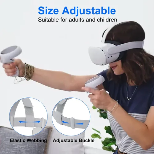 Vista 4 de Original Head Strap for Oculus Quest 2, Replacement Head Strap for Meta Quest 2, VR Accessories with 2 Pair Thumb Grip Caps