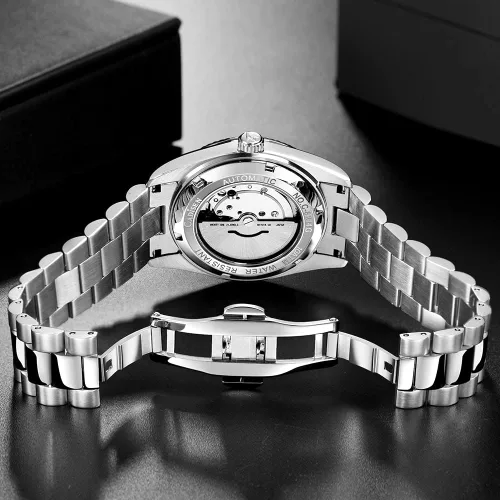 Vista 8 de CADISEN Reloj mecánico automático de acero inoxidable de lujo de marca impermeable de 328.1 ft para hombre de diseño H0mage