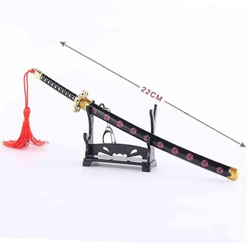 Vista 3 de JCvCX 9 '' OP Cosplay Mini Katana Modelo Llaveros Shusui Colgante Aleación de Zinc Pedantes (y Púrpura)