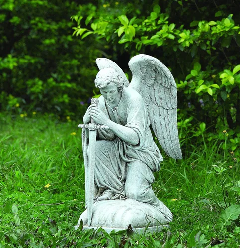 Vista 2 de Joseph's Studio by Roman Inc., Ángel masculino arrodillado, colección de jardín, estatua religiosa, monumento, ángel, patrón, decoración de jardín