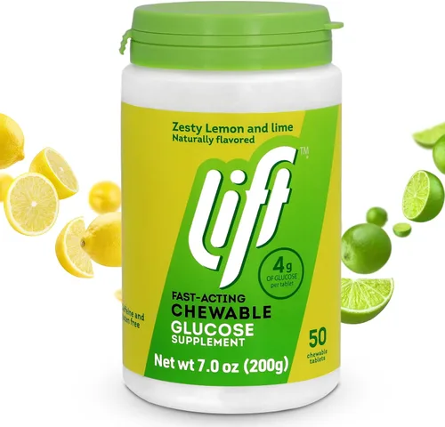 Vista 17 de Lift Glucosa, tabletas energéticas masticables de glucosa de acción rápida, arándano, tarro de 50 unidades (paquete de 1) Chewable glucose tablets
