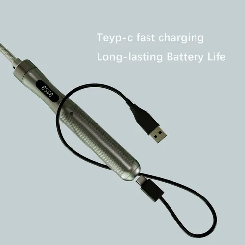 Vista 3 de Cuerda de saltar inteligente con contador, pantalla LCD, asas de aluminio, cable de acero revestido de PVC ajustable (118 pulgadas), carga tipo C