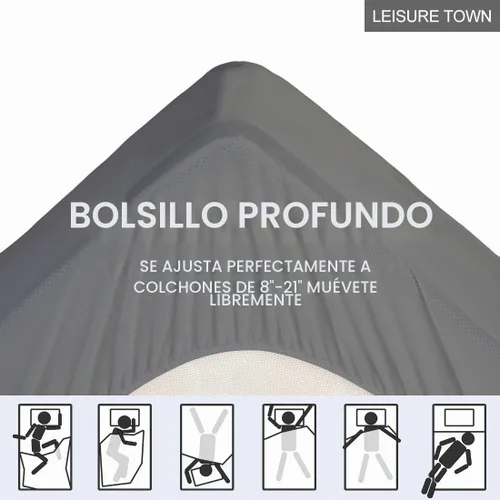 Vista 4 de LEISURE TOWN Funda de colchón de algodón suave para colchón Queen Size, cubrecolchón acolchado con bolsillo profundo que se ajusta a colchones de 20