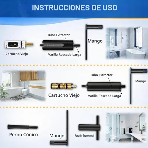 Vista 4 de FlowRite Herramienta extractora de cartuchos ONA Puller Premier Moen 1222, 1225 y 1200